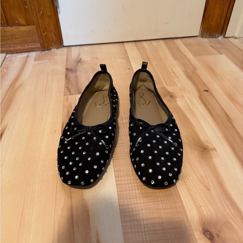 Sam Edelman Ari Black Suede Gem Ballet Flats 10
